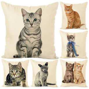 Cute Cat Soft Linen Throw Pillow Case Cushion Cover Home Car Sofa Bed Decor