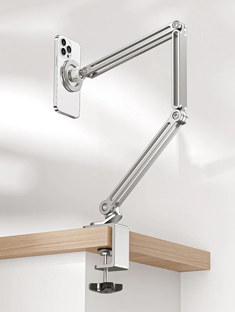 Description Picture 2 of itemUniversal Aluminum arm holder for tablet and cellphone magnetic bracket adjustable foldable for IPad Air Pro Galaxy Clip Mount