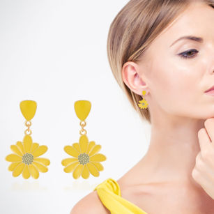 1Pair Spring Summer Flower Shape Earrings Alloy Pendant Jewelry Accessories