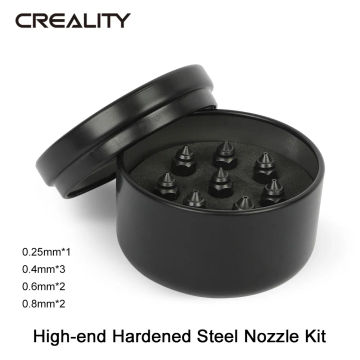 CREALITY New High-end Brass Nozzle Kit or Copper Alloy Nozzle Kit or Hardened Steel Nozzle Kit 8pcs/Set 0.25mm/0.4mm/0.6mm/0.8mm