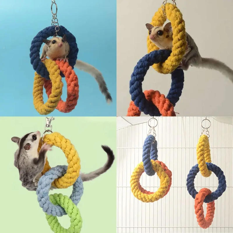 Description Picture 5 of itemHamster Climbing Rope Toys Sugar Glider Cage Accessories Hanging Swing Cage Toy Bird Rope Swing Toy for Climbing Exercising