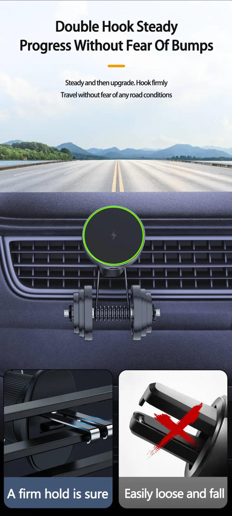 Description Picture 5 of item2 IN 1 Magnetic Wireless Car Charger For iPhone 15 14 13 Pro Max Apple Watch Macsafe Mobile Phone Holder Car Mount Fast Charging