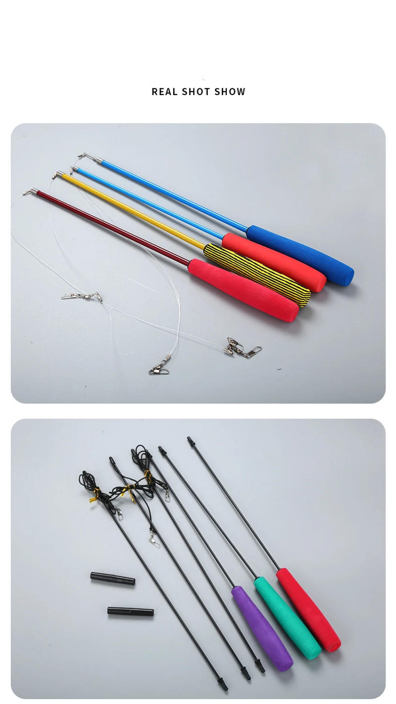 Description Picture 6 of itemCat Teaser Wands Three-section Telescopic Fishing Pole Wand Kitten Funny Catcher Teaser Stick Rod Interactive Stick Teaser Toys