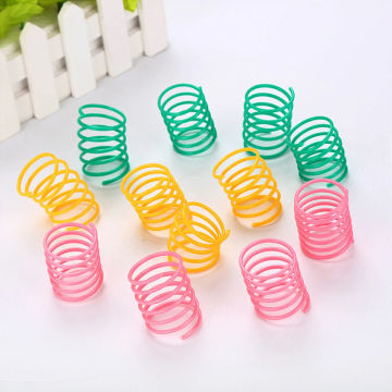 Hot Sale Cat Spring Toy Plastic Colorful Coil Spiral Springs Pet Action Wide Durable Interactive Toys  Color Random