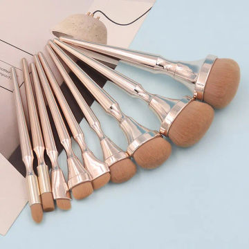 9PCS Professional Portable Makeup Brush Eyeshadow Foundation Repairing Blush Facial Concealer Beauty Tool Set Golden Combination