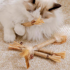 Cat Toys Silvervine Chew Stick Kitten Treat Catnip Chew Toy Cats Tooth Cleaning Teeth Bite Natural Snacks Sticks with Jute Rope