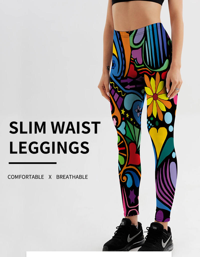 Description Picture 2 of itemFemale Fashion Style Autumn Push Up Skinny Pattern Digital Printing Leggings Outdoor Sportswear Fitness Elastic