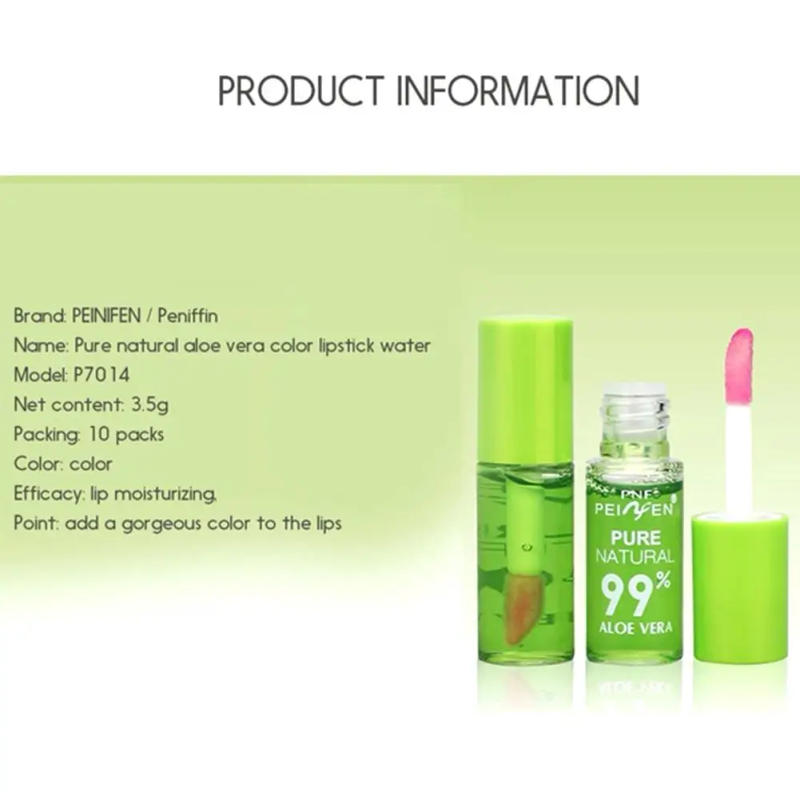 Description Picture 5 of item1PC Moisturizing Aloe Essence Lip Gloss Natural Changable Color Portable Waterproof Long Lasting Nutritious Lips Care Lipstick