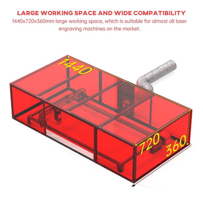 Description Picture 5 of itemSCULPFUN S9 Exclude Smoke Box 1440x720x360mm Dust-proof Smoke Exhaust with Powerful Suction Fan PVC Enclosure for Engraver S10