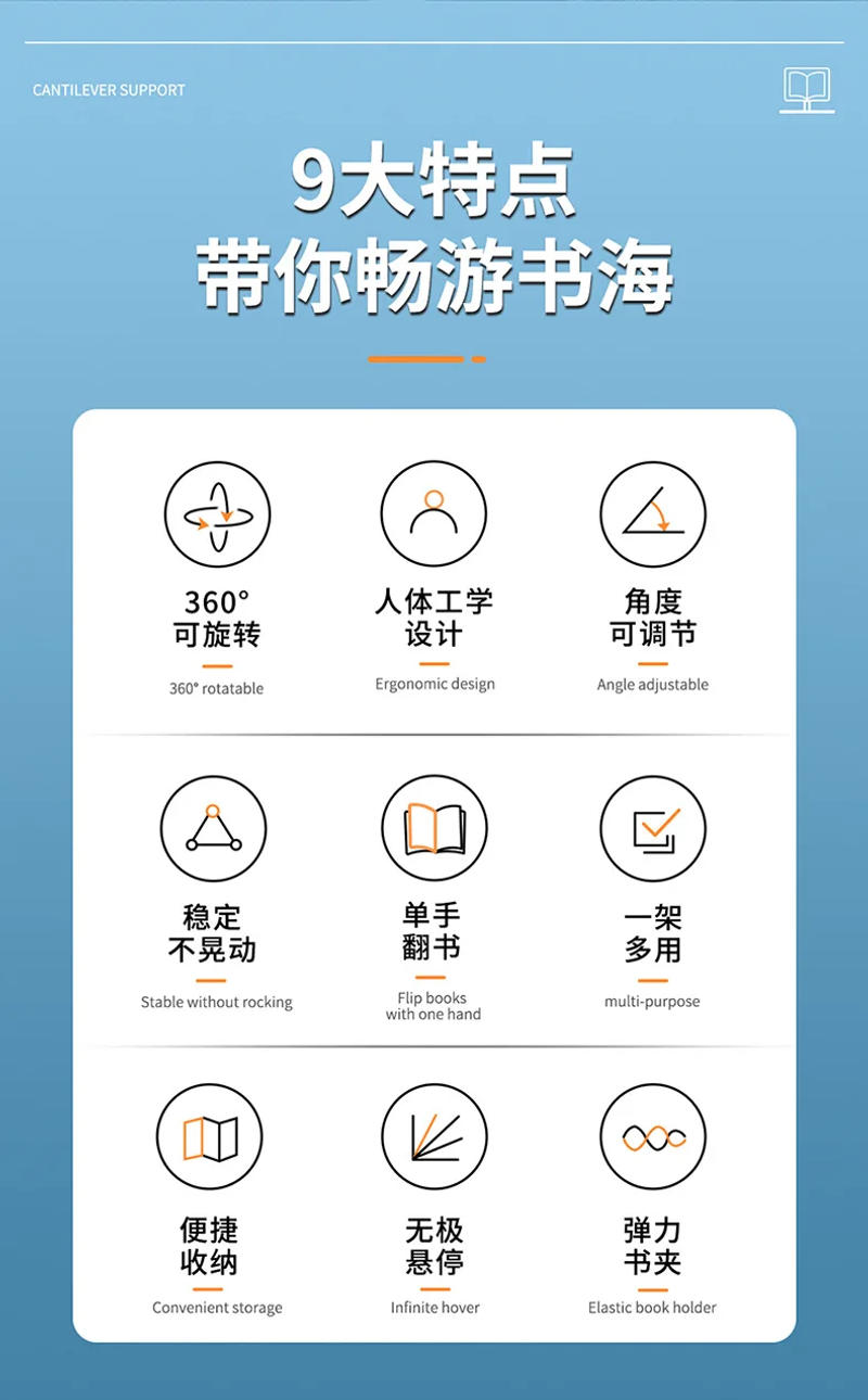 Description Picture 4 of item360°Rotatable Laptop Stand Clamp Tablet Hightening Support Holder Book Bracket Height Adjustable Desktop Bed Lazy Stand