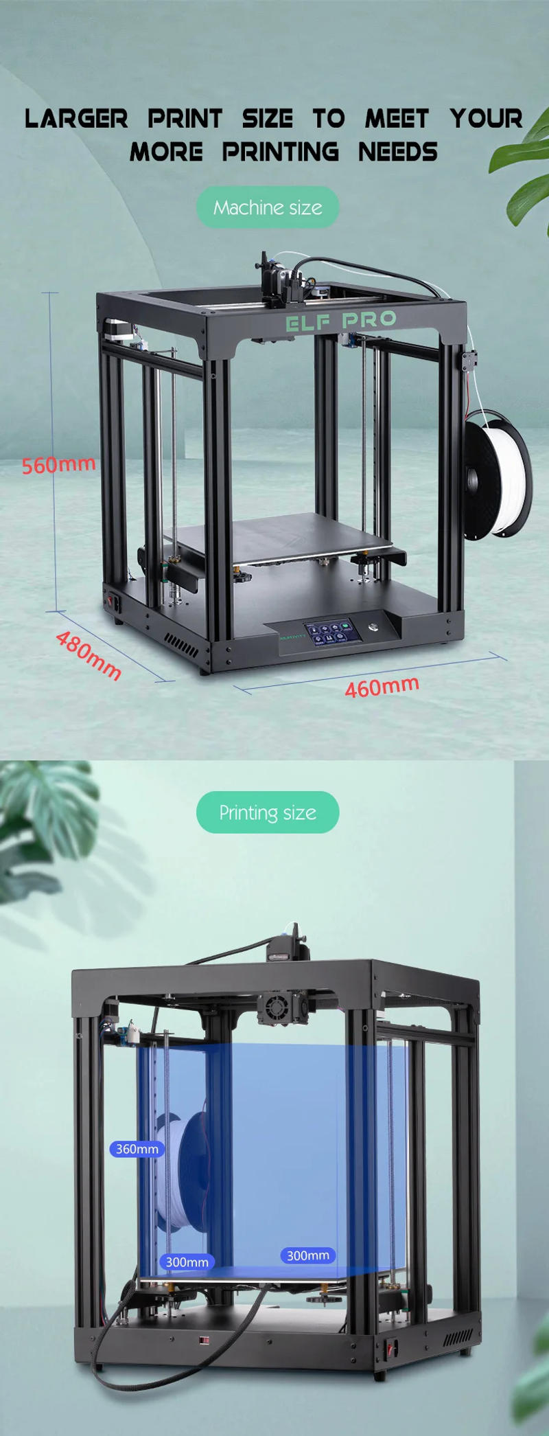 Description Picture 5 of itemELF PRO Creativity 3d printer Corexy Newest 2040 Profile MeanWell Power Supply Super Silent Drive TMC2208 Large Printing Area