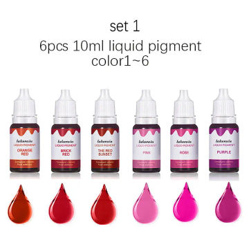 6Pcs/lot 10ml Liquid Pigment for Lip Gloss Diy Lipgloss Base Color Pigment Pink Red Long Lasting Dyeing Colorant  Epoxy Slime