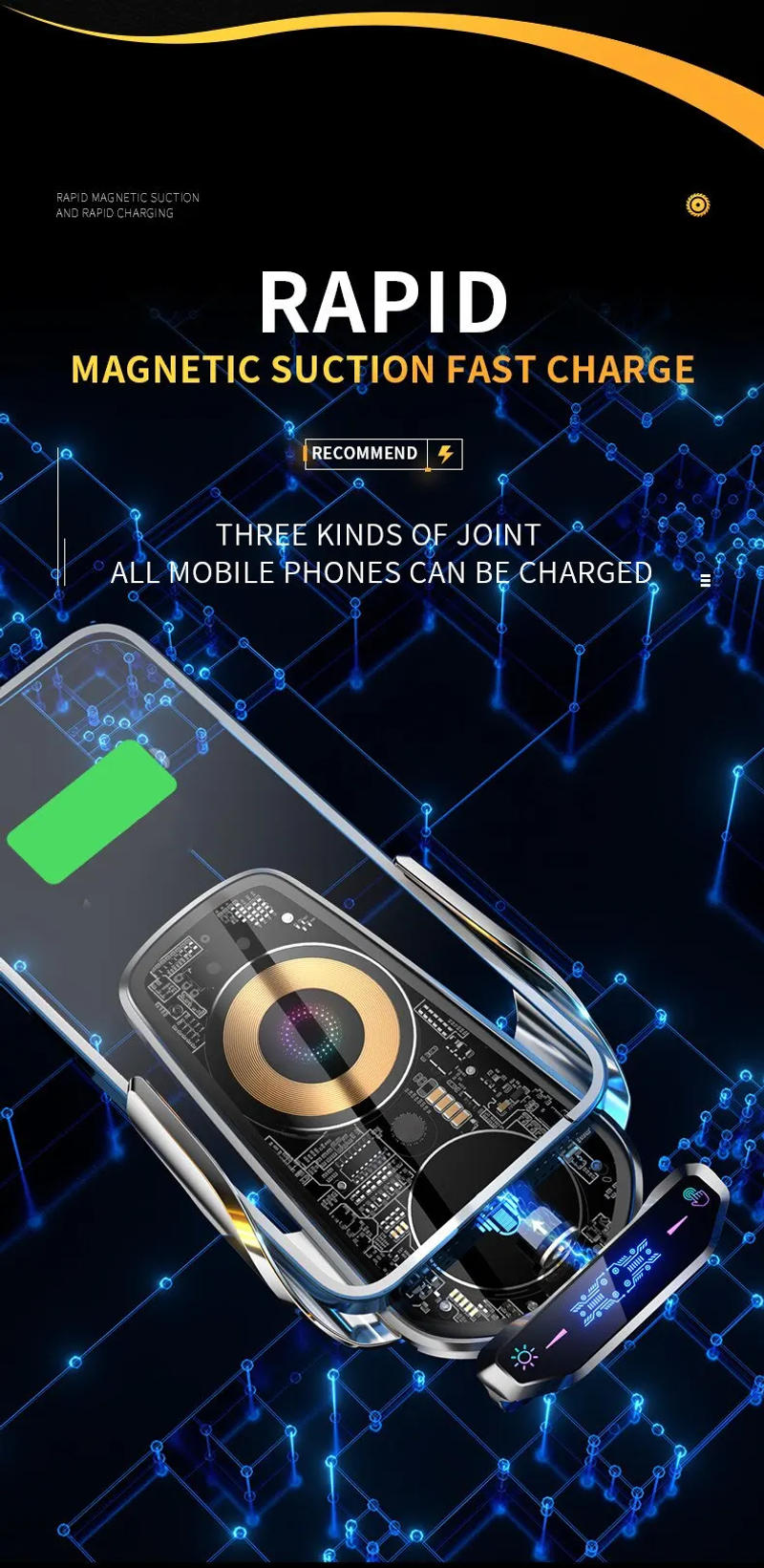 Description Picture 4 of itemCar Wireless Charger Phone Holder Mount 15W Fast Charging Station For iPhone Samsung Xiaomi Auto Magnetic Wireless Car Chargers