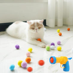 Launch Training Cat Toys Interactive Kittens Mini Pompoms Games Stretch Plush Ball Toys Cat Supplies Accessories Pet Supplies