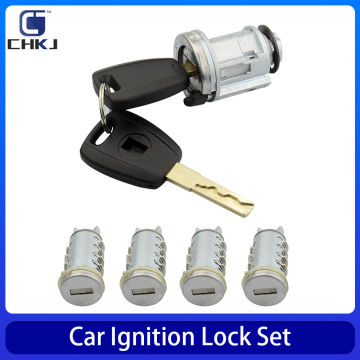 CHKJ Car Ignition Lock Set For Fiat Ducato For Peugeot For Citroen SIP22 Blade Car Key Door Original Milling Cylinder Trunk Lock