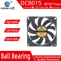 CAIZHU-FAN/8015 Fan 80MM 80*80*15MM DC 5V 12V 24V 8CM Ultra-thin Sleeve/Dual Ball Bearing Cooling Fan Comptuter CPU Cooling Fan