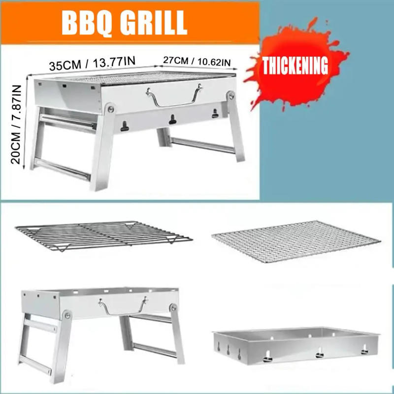 Description Picture 4 of itemPortable Foldable BBQ Grills Patio Barbecue Charcoal Outdoor Grill Stainless Steel Tools Garden Stove Picnic Camping H1X2