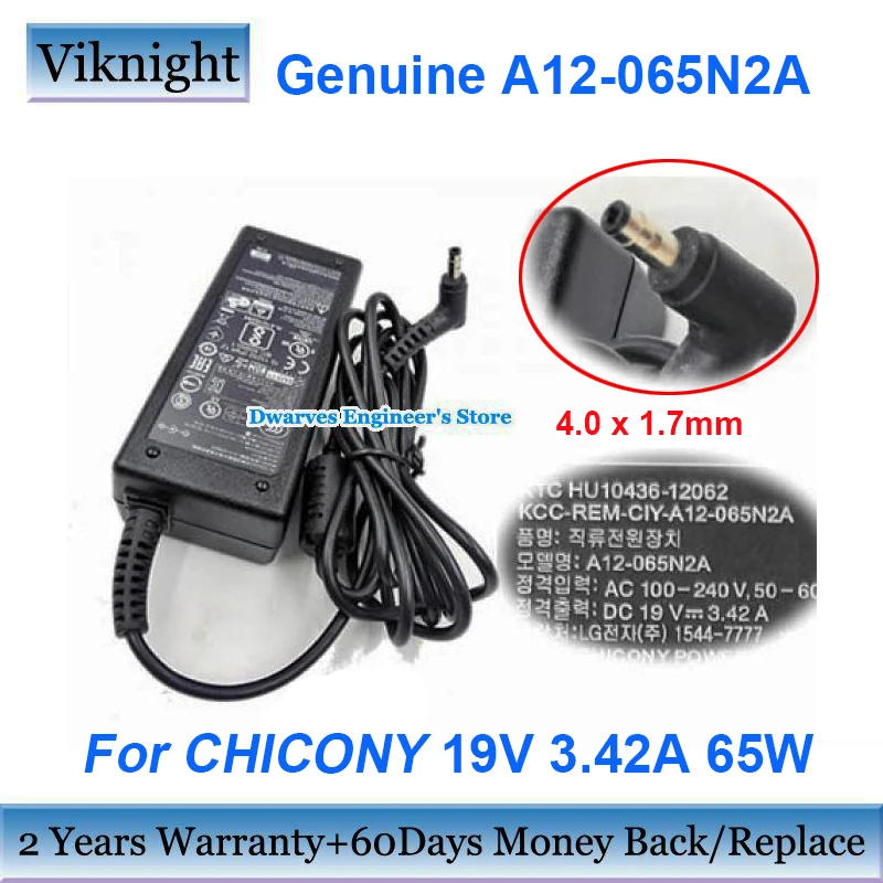 Description Picture 2 of itemGenuine A12-065N2A 19V 3.42A 65W AC Adapter For CHICONY A065R093L Laptop Charger Power Supply 4.0 x 1.7mm