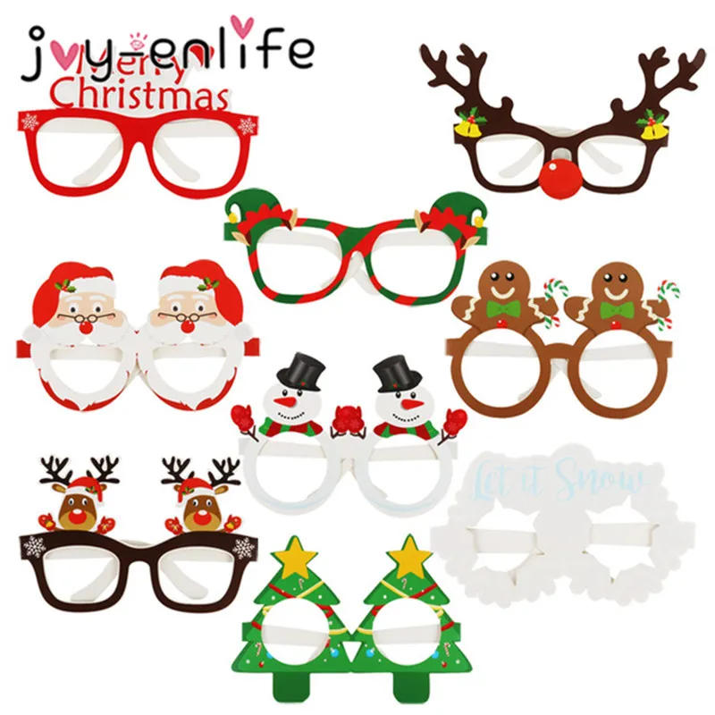 Description Picture 2 of item9pcs Santa Claus Xmas Tree Elk Paper Glasses Frame Christmas Glasses Photo Prop Christmas decorations new year Navidad kids gift