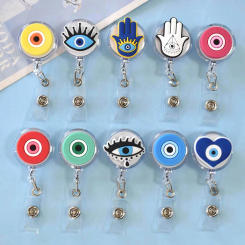 Single Sale Evil Eyes Retractable Badge Holder for Nurses Porta Credencial Name Tag Id Card Holder Lanyards Badge Reel Clip