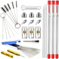 Airbrush Cleaning Kit, Airbrush Nozzle Cap Kit and Airbrush Needle Parts, Airbrush Sprayer Accessories 0.2/0.3/0.5 mm