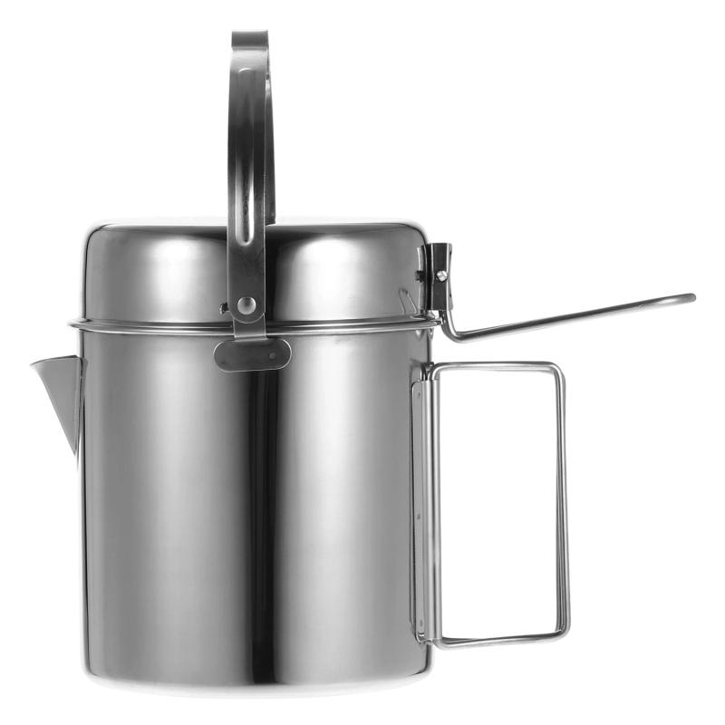 Description Picture 5 of item1L Stainless Steel Cooking Kettle Pot Pan Portable Outdoor Camping Kamp Backpacking Pot Cookware with Foldable Handle