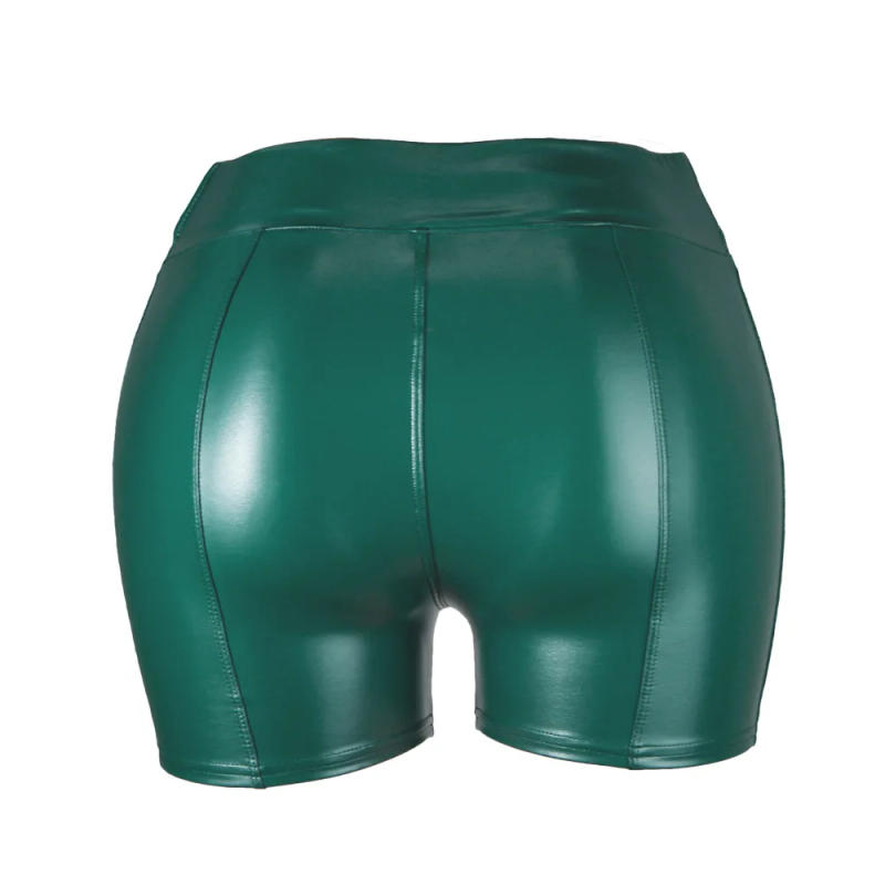 Description Picture 4 of itemSexy Women Shorts PU Leather Black Pants Elastic Waist PVC Latex Fetish Shorts Wetlook Clubwear Mini Shorts Bodycon Plus Size