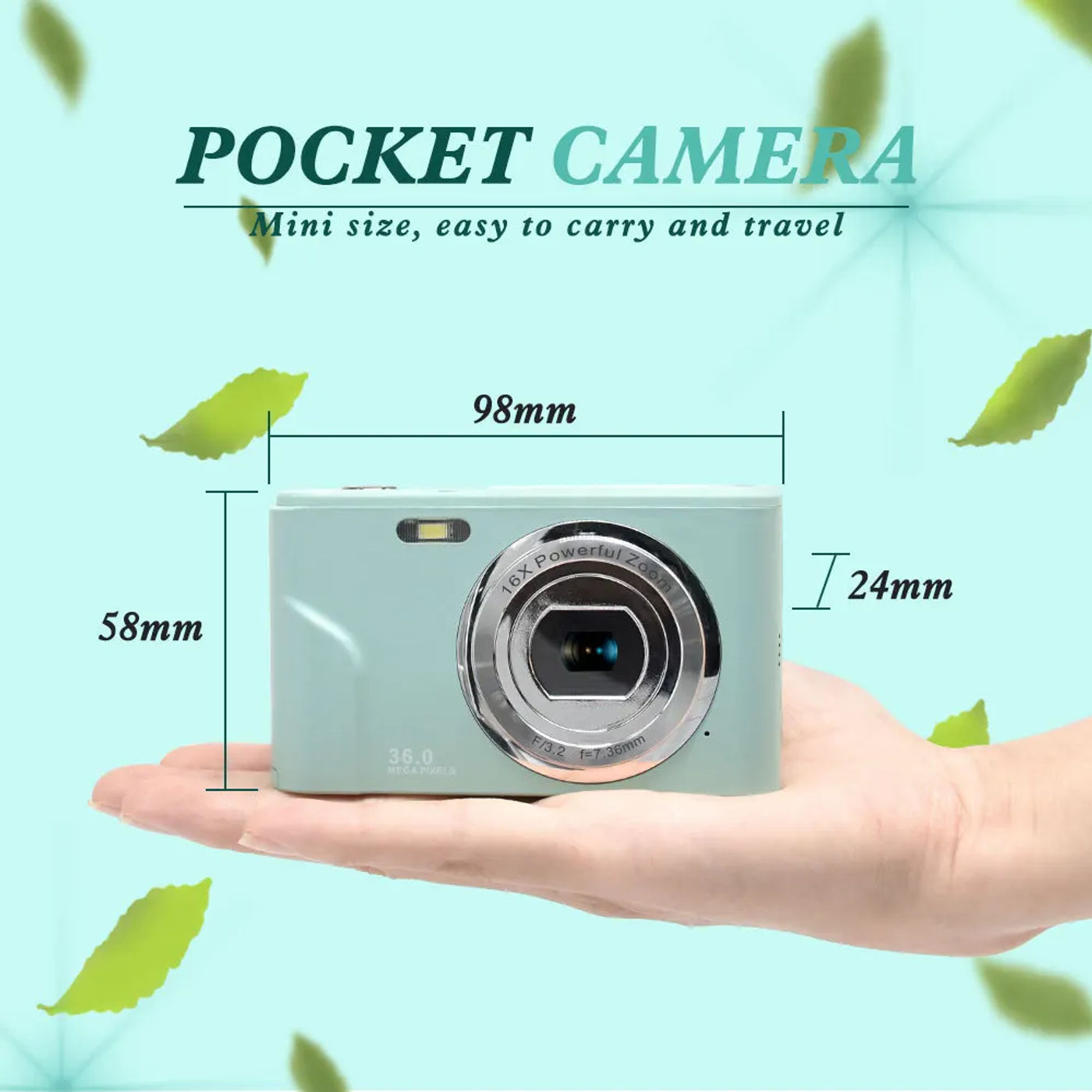 Description Picture 4 of itemDigital Camera 1080P FHD Mini 36MP LCD Screen Rechargeable Compact Camera with 16X Digital Zoom YouTube Vlogging for Kids,Adult