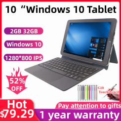 2023 New Windows 10 Tablets 10.1 Inch 2GB RAM 32GB ROM Quad Core Processor Bluetooth-Compatible HD IPS Screen Dual Camear Tablet