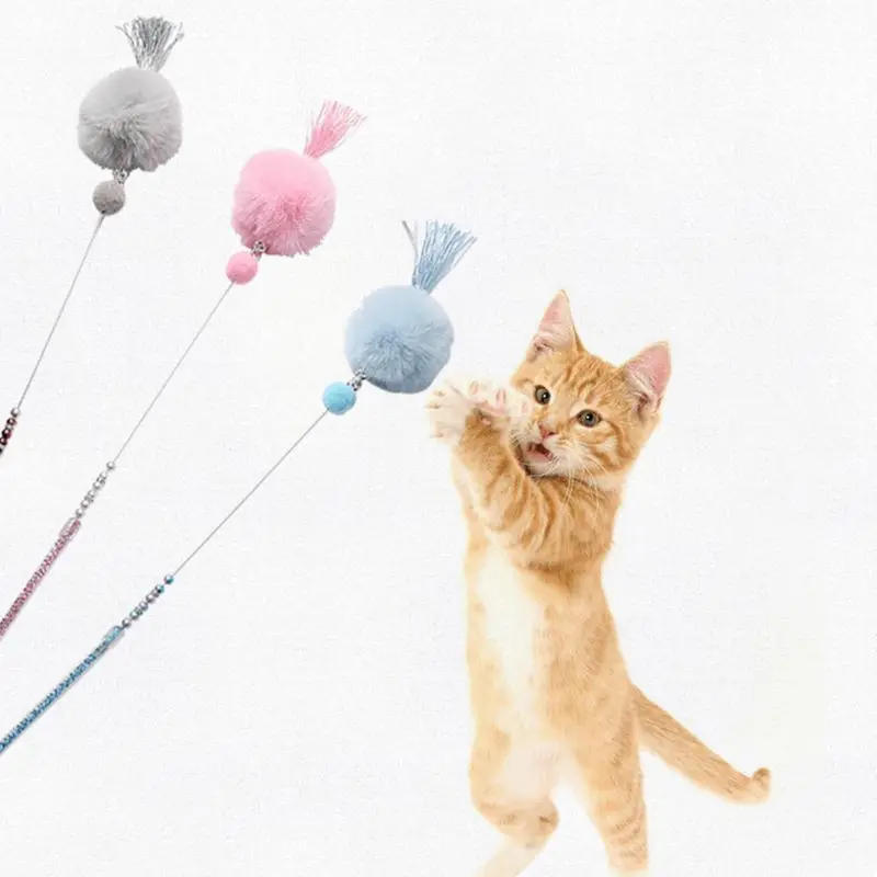 Description Picture 6 of itemFunny Kitten Cat Teaser Interactive Toy Rod with Bell and Feather Toys for Cats Teaser Interactive Toy Rod Pet Cats Toys Stick