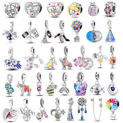 Glow-in-the-dark Firefly Colorful Sunflower Devil Eyes Aircraft Earth Charms 925 Sterling Silver Fit Original Bracelet Jewelry