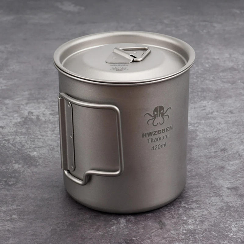 Description Picture 4 of item420ml/450ml Titanium Cup with Foldable Handles Lightweight Water Cup for Outdoor Hiking Backpacking Camping Fishing