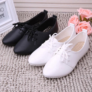 Women's Casual Solid Faux Leather Lace-up Slip-On Pointed Flats Loafers Shoes