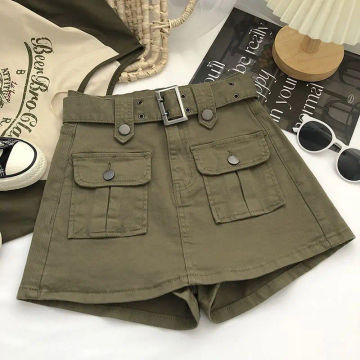 Designer Fake Two-piece Skirts Shorts Women Autumn and Winter High-waisted Y2K A-line Belt Shorts Women's Outwear Cargo Shorts