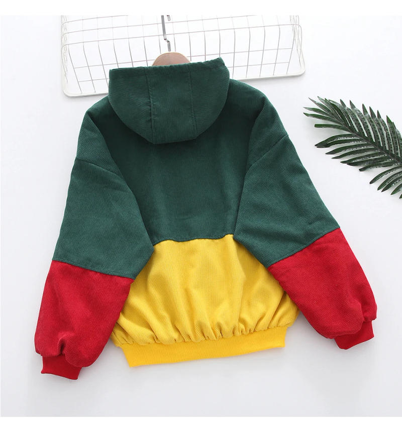 Description Picture 4 of itemJocoo Jolee Autumn Women Long Sleeve Patchwork Vintage Corduroy Jackets Casual Panelled Color Basic Loose Coats 2023