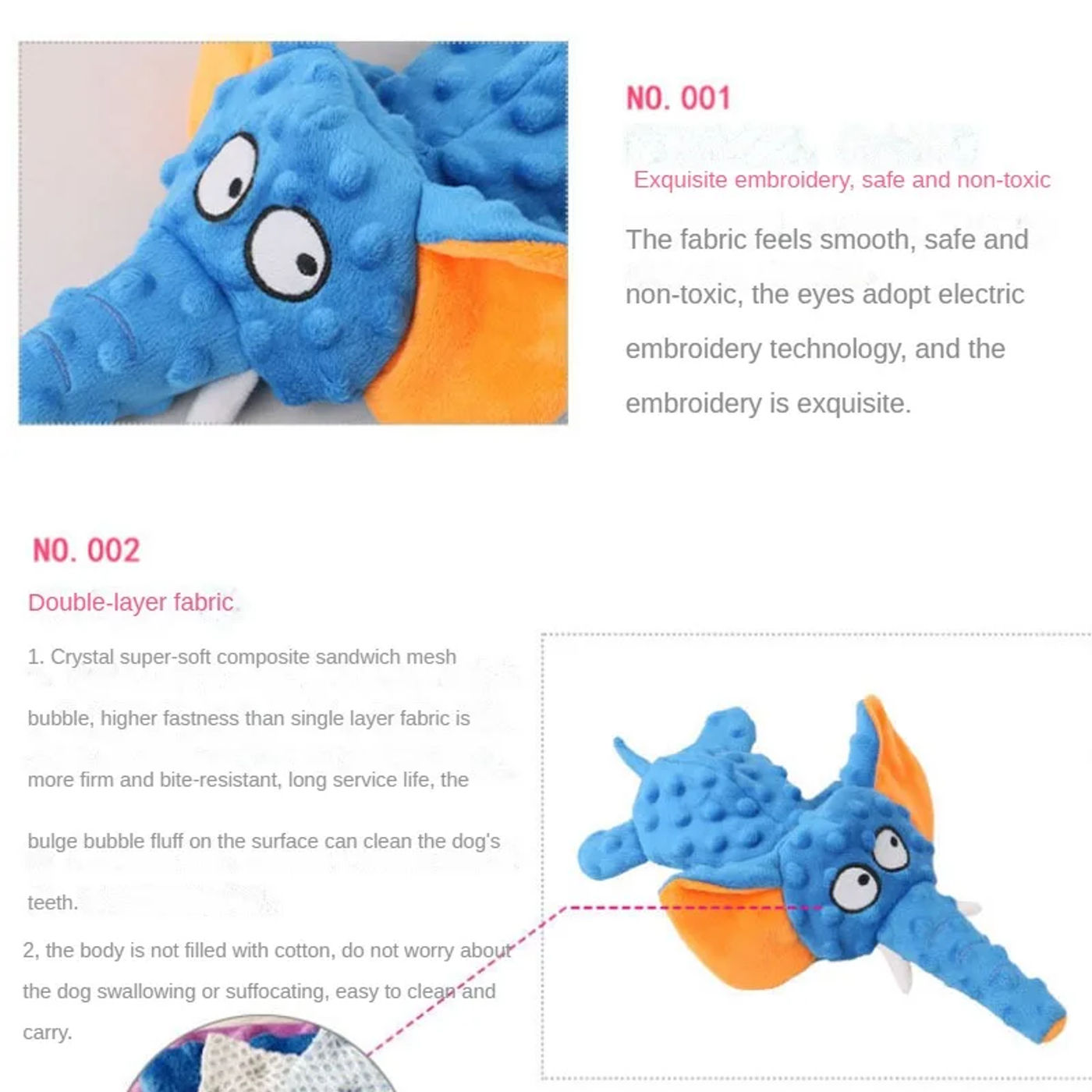 Description Picture 5 of itemDog Toys Squeak Plush Toy For Dogs Supplies Fit for All Puppy Pet Sound Toy Funny Durable Chew Molar Cute Toy Pets Supplies