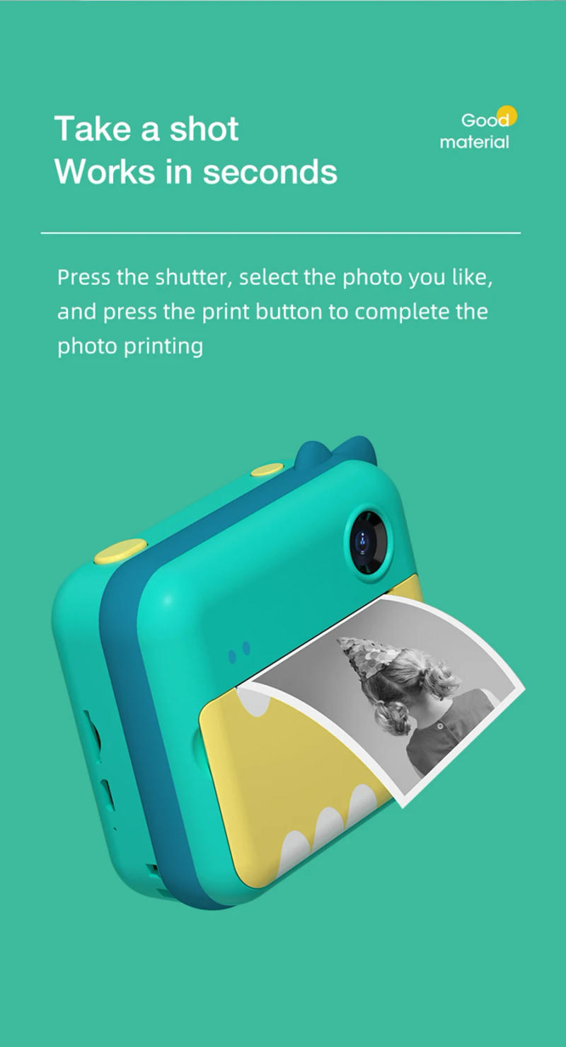 Description Picture 3 of itemChildren Camera Instant Print Camera For Girls Kids Camera Instantane With Thermal Photo Paper Toys Camera For Birthday Gifts