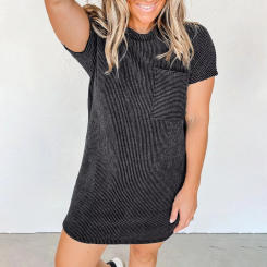 Women Short Sleeve Round Neck Skirt Pattern Positioning Print Skirt Dress