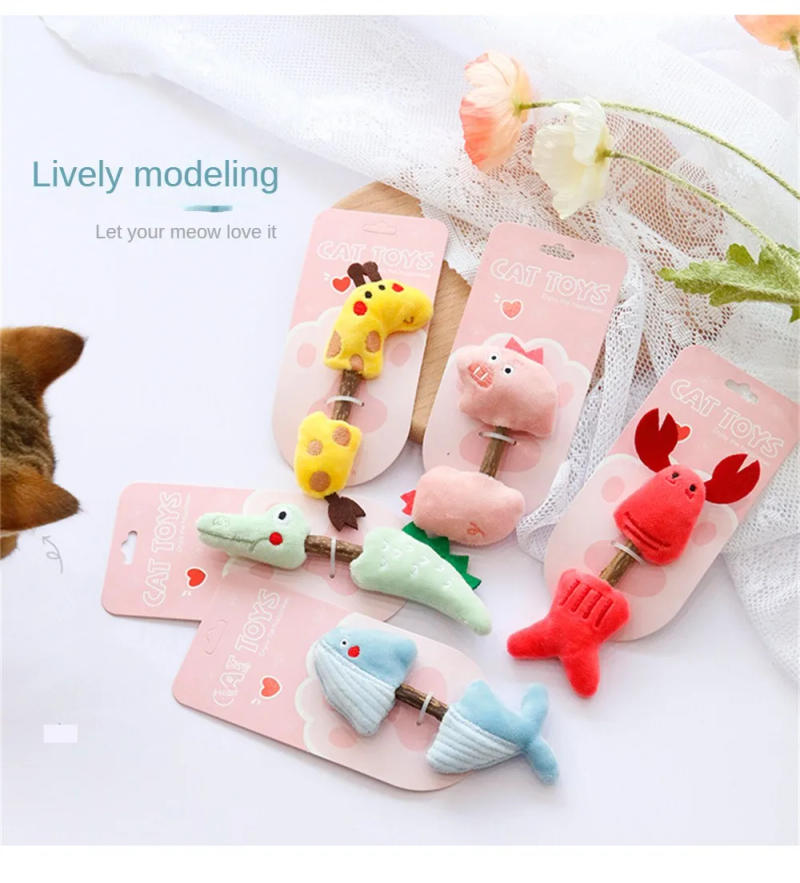 Description Picture 5 of item1/5pcs Cat Mint Toys Wooden Polygonum Tooth Grinding Rod Catnip Doll Toys For Cats Cleaning Teeth Pet Supplies Cat Accessories