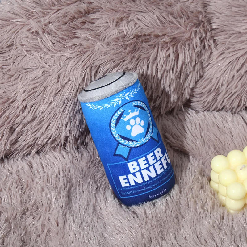 Description Picture 5 of itemPet Dog Toys Plush Filled Wine Bottle Cans Shape Toy Pet Squeaky Bite-Resistant Clean Teeth Chew Toy Dog Supplies Accessories