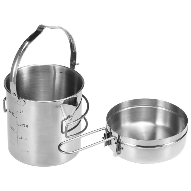 Description Picture 3 of item1L Stainless Steel Cooking Kettle Pot Pan Portable Outdoor Camping Kamp Backpacking Pot Cookware with Foldable Handle