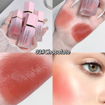 Waterproof Facial Blush Stick Natural Cheek Rouge Silky Smooth Cheek Tint Liquid Face Blusher With Sponge Professional Cosmetics