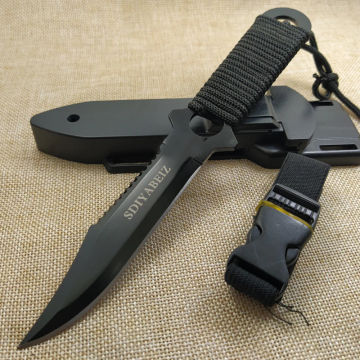 Tactical Fixed Blade 7CR14Mov Blade Steel Handle Outdoor Camping Survival Hunting Utility Knife Military Pocket Tool+ ABS Sheath