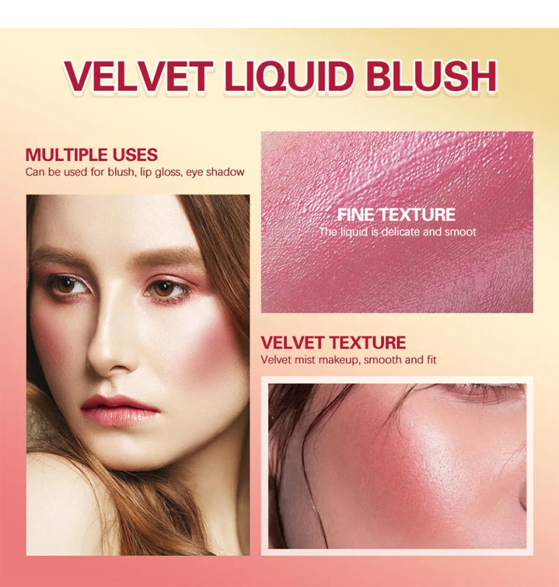 Description Picture 6 of item1PC Waterproof Liquid Blush Velvet Matte Blusher Face Pigment Lasting Beauty Natural Cream Cheek Tint Orange Peach Blush Makeup