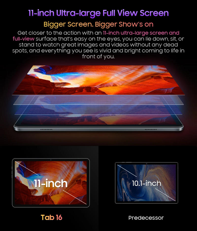 Description Picture 4 of itemBlackview Tab 16 Tablet 11'' FHD+ 2K Display Pad 8GB+256GB Android 12 7680 mAh Battery Widevine L1 Unisoc T616 Tablet PC