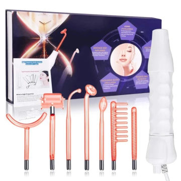 AiQUE 7 In 1 Portable High Frequency Electrotherapy Beauty Device Spot Remover Facial Skin Care Spa Derma 4 Violet Ray Wand