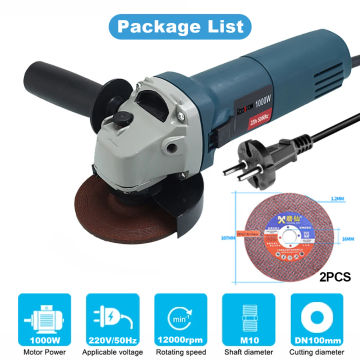 1000W Electric Angle Grinder 220V 100mm 125mm Corded Grinding Machine 6 Speeds Electric Grinding Cutting Polishing Power Tool