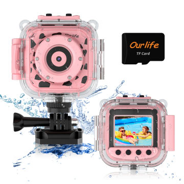 Ourlife Kids Waterproof Camera, Kids Camera for Ages 3-12, Camera for Kids Allows Underwater Use - Camcorder 1.77 Inch Screen wi