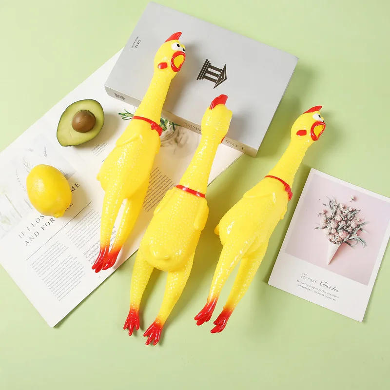 Description Picture 5 of itemPets Dog Toys Screaming Chicken Squeeze Sound Toy for Dogs Super Durable & Funny Squeaky Yellow Rubber Chicken Dog Chew Toy