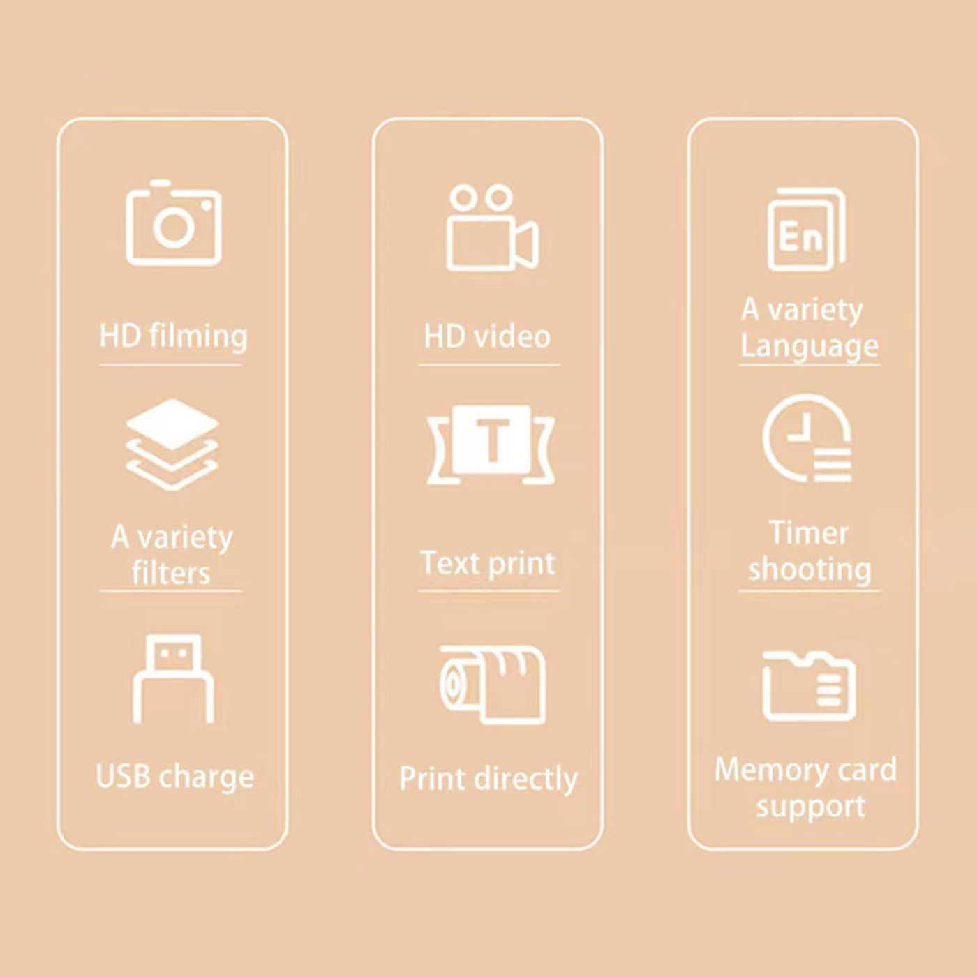 Description Picture 5 of item1080p Kids Instant Camera 2.4 Inch Ips Screen Full Hd Instant Print Digital Camera With Lanyard Birthday Gifts for Boys Gilrs